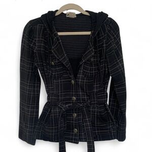 Y2K Self Esteem Black Plaid Belted Cotton Jacket